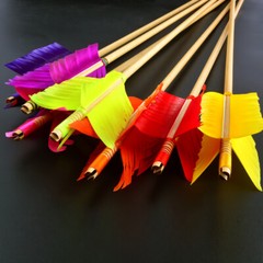 6/12PC 32″ Wooden Arrows 4″ Feathers Flu-Flu Traditional Longbow Archery Hunting