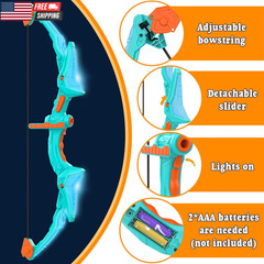 2 Pack Bow and Arrow Set for Kids, Light up Archery Set with 14 Suction Cup Arro