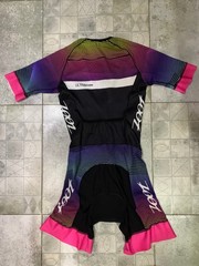 Zoot Triathlon Suit Size L Full Zip Short Sleeve Tri Suit Cycling Multicolor