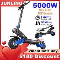 Dual Motor 5000W Electric Scooter 50MPH 55Mi Off-Road NFC Start APP Control 25AH