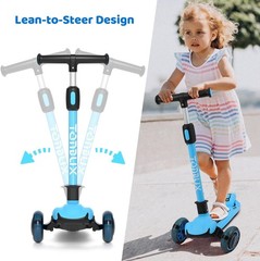 Kids Scooter, Light Up 3 Wheel Kick Scooters for Kids 3-12, Folding Scooters …