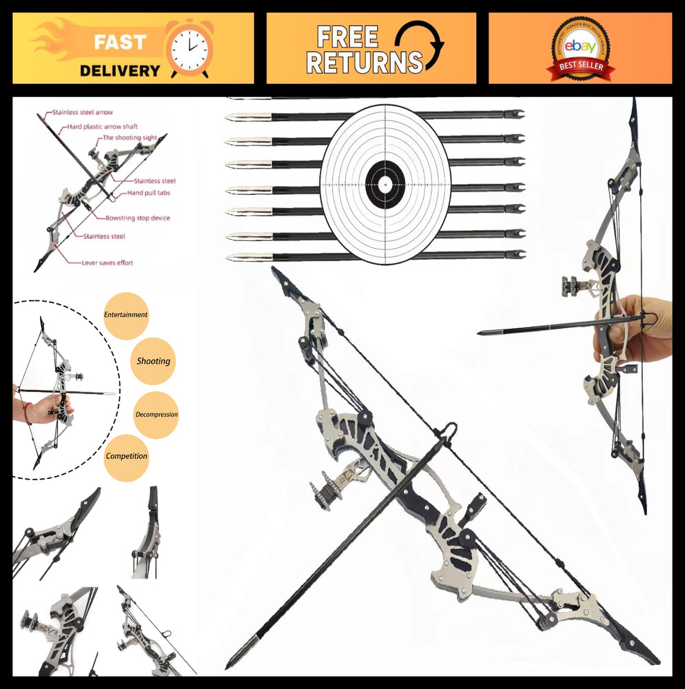 Adjustable 5.9″-16.4″ Archery Compound Bow Set for RH/LH – Hunting & Practice