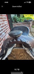 Vintage 15″ SIMCO Western Saddle Dark Oil, Silver Cantle Pieces #5466