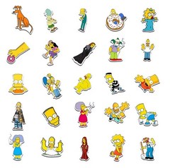 25 Piece Mix Lot 2” Simpsons Stickers Water Bottles, Waterproof Vinyl