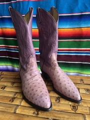 Tony Lama 5123 Purple Leather Ostrich Print Western Cowboy Boots Men’s 11.5D