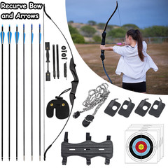 53″ Recurve Bow and Arrow Set for Beginner Archery 40lbs Bow Kit with 6pc Arrows