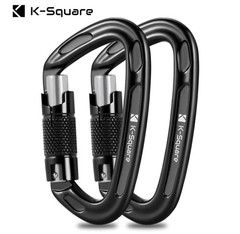 2 AutoLocking 24kN Carabiner Clips Heavy Duty Aluminum DRing Twist Lock Climbing
