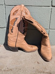 Vintage 70s Tony Lama 270 ladies 7B tan brown cowgirl BUTTERFLY western boots