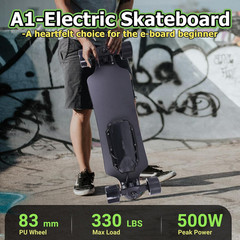 A1 Electric Skateboard with Remote, Rang up to 17 Miles/24, 8 Ply Canadian Maple