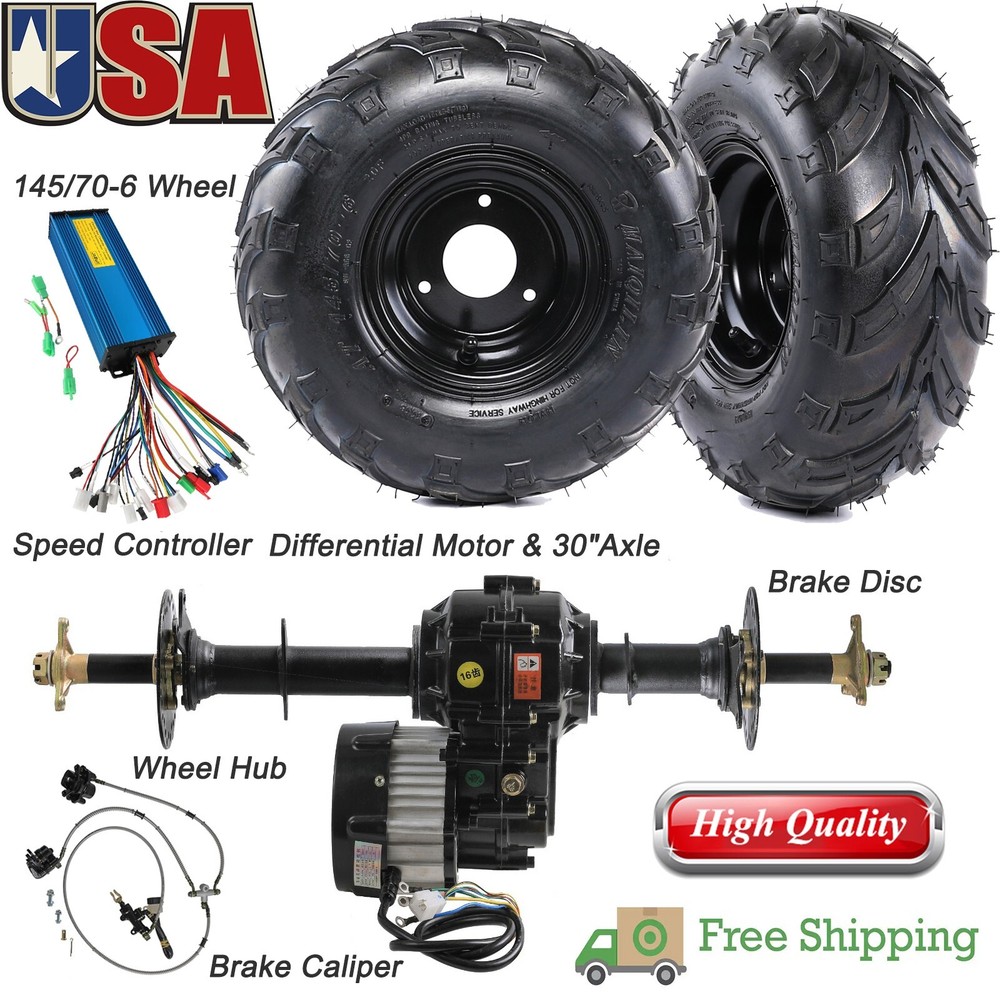 6″ Wheels +30″ Go Kart ATV Rear Axle Kit & 48V 1000W Electric Differential Motor