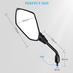 Universal 2Pcs Motorcycle Mirrors, Motorcycle Rearview Mirrors Side Mirrors