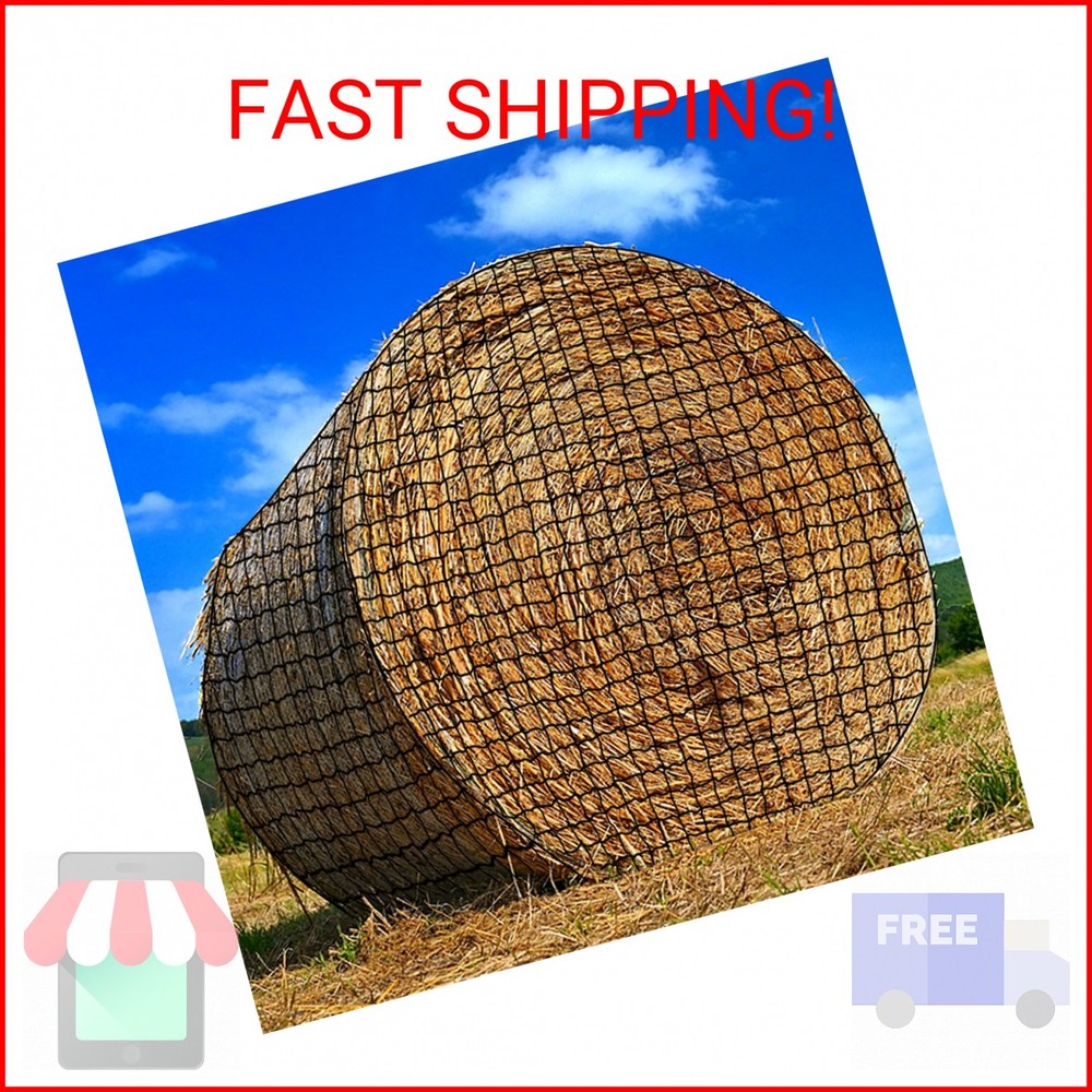 NizHome Large Round Bale Hay Net, Knotless Hay Nets for Horses Slow Feed, Heavy