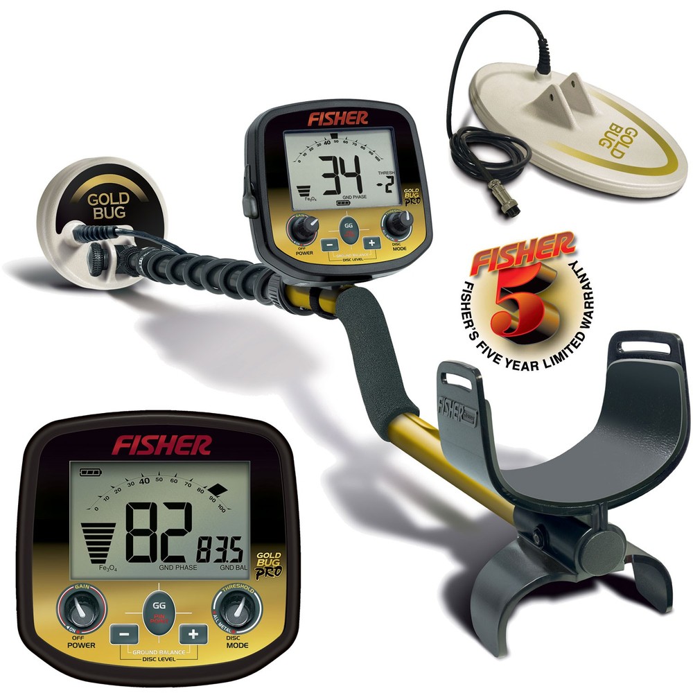 Fisher Gold Bug Pro Metal Detector – 5″ & 10″ Coil Pack + 5-Year Warranty