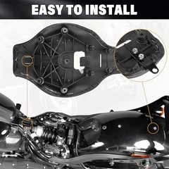 Motorcycle Driver Passenger Seat Two-up Leather Rear Passenger Seat Fit Black
