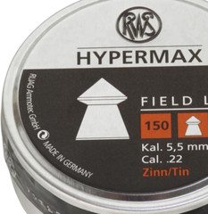 RWS Field Line 150 Count HYPERMAX Pointed Lead-Free 5.5mm .22 Caliber Pellets