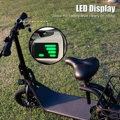 FOLDABLE ELECTRIC SCOOTER ADULT LONG RANGE E-SCOOTER WITH SEAT & CARRY BASKET