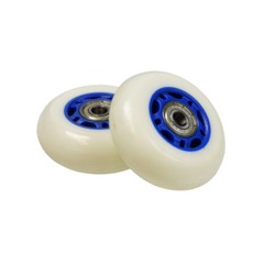 68 mm Caster Wheels for Razor RipStik RipSter (White Wheel Blue Hub, Set of 2)