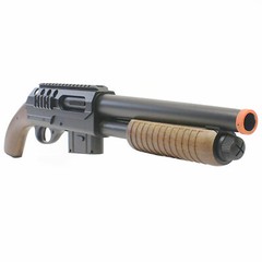 Airsoft Shotgun M47C Tactical Pump Action Rifle 320 FPS Saw Off Buttstock Wood