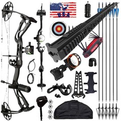 Shoting 0-70lbs 320FPS Compound Bow Archery Set Sight Carbon Arrows Feathers