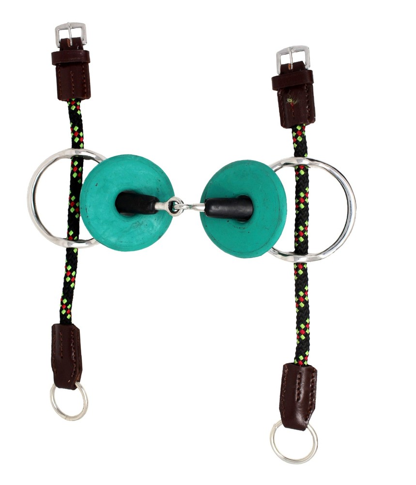 Horse 5″ Rubber Mouth Eggbutt Snaffle Cheltenham Turquoise Bit Guard Gag Nylon