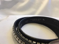 TORY English Bridle Leather 1″ Clincher Black Belt Silver Metal Stud 34 USA 2377