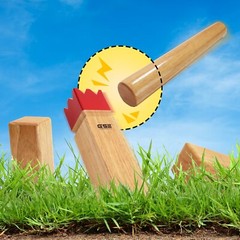 Oak Hardwood Kubb Viking Tossing Game Outdoor Backyard Lawn Throwing Game Set