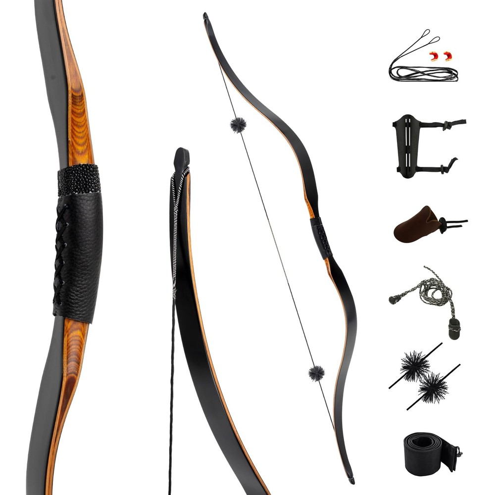Deerseeker Archery 59″ Longbow Traditional Bow Set Ambidextrous Horsebow Hand…