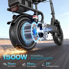 Adult Electric Scooter with Seat 14″ Tire 48V 15AH 30MPH 45Miles1500W Peak Motor