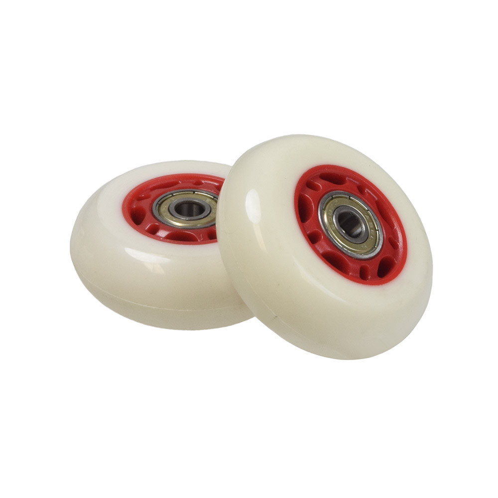 68 mm Caster Wheels for Razor RipStik RipSter (White Wheel Red Hub, Set of 2)