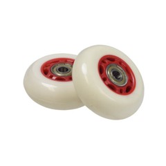 68 mm Caster Wheels for Razor RipStik RipSter (White Wheel Red Hub, Set of 2)