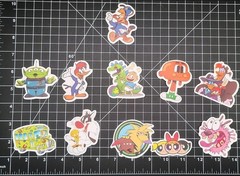 18 Random 90s Retro Nostalgic Cartoon TV Themed Water Resistant Fun Stickers