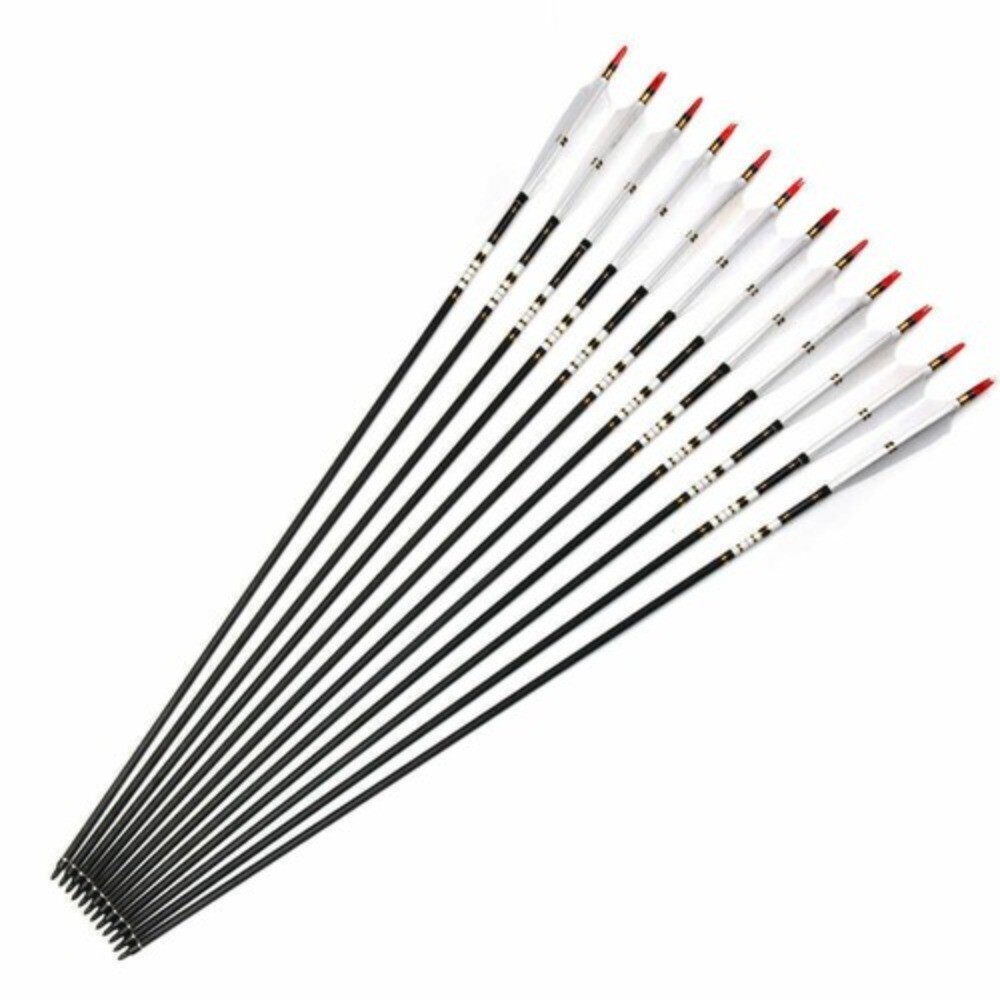30″/32″ Archery Carbon Arrows Spine 500 Turkey Feather For Compound&Recurve Bow
