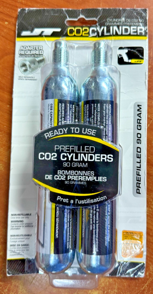 New Pre Filled JT 90 Gram 90g CO2 Air Containers – 2 Pack – For PCP, Paintball