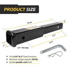 12 inch Trailer Hitch Extension 2×2 Receiver Hitch Bar for Trailers Long 2