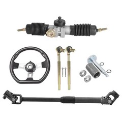 Go kart Steering Wheel Tie Rod End Gear Rack Pinion Shaft Kit For ATV Golf Quad