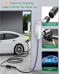 NACS EV Charging Extension Cable for Tesla, 16.4ft 240V 50A 12KW Level 1/2, Comp