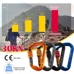 30KN Rock Climbing Carabiner Locking Clip Heavy Duty Tree Arborist Rappel Large