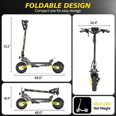 Off-road Electric Scooter for Adult 48V 23.4AH 28MPH 40Miles 1200WE-Scooter