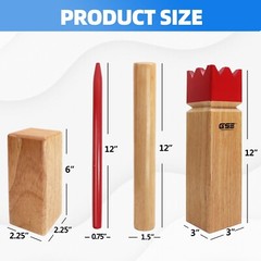 Oak Hardwood Kubb Viking Tossing Game Outdoor Backyard Lawn Throwing Game Set