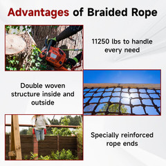 5/8In Rope 150Ft 11250 Lbs Double Braid Polyester Pulling Rope Bull Rope for Pul