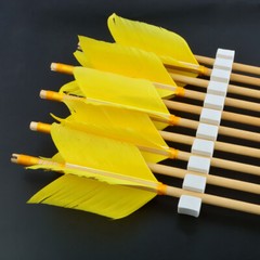 6/12PC 32″ Wooden Arrows 4″ Feathers Flu-Flu Traditional Longbow Archery Hunting