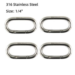 4 Pack 1/4″ 2.36″ Heavy Duty Carabiner Clip Spring Snap Hook Stainless Steel