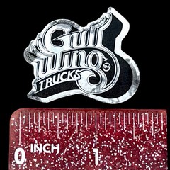 Vintage 1980’s Gullwing Trucks Skateboard Sticker Reflective Silver & Black ￼￼