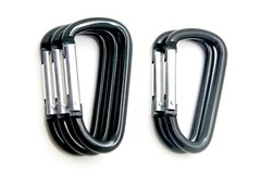 12 pack of 3″ Aluminum Carabiner Spring Belt Clip Key Chain D Shape Black Color