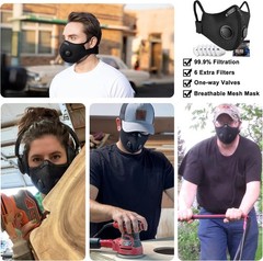 2-Pair Carbon Filter Face Masks with Valves – Reusable for Sports & Outdoors