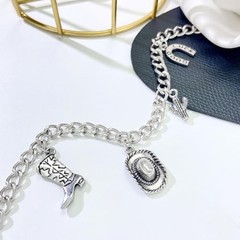 Cowgirl Jewelry Cowgirl Boot Hat Cactus Horseshoe Bracelet Vintage Silver