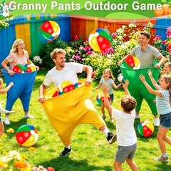 Giant Granny Pants Yard Game Set for Family Fun – Includes 2 Pants & 10 Balls