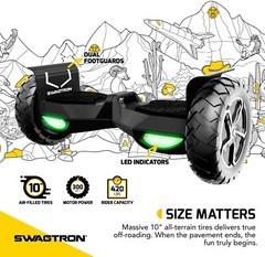 Swagtron T6 Off Road 10″ Hoverboard Bluetooth 12 Mph 600W 420 lb Weight Limit UL