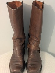 VTG 70S ACME DINGO 13″ HARNESS COWBOY BOOTS SQUARE TOE USA MADE 10.5 D BROWN