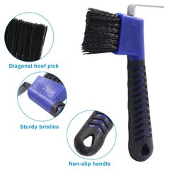 2 Pcs Horse Hoof Pick Brushes with Soft Touch Rubber Handle